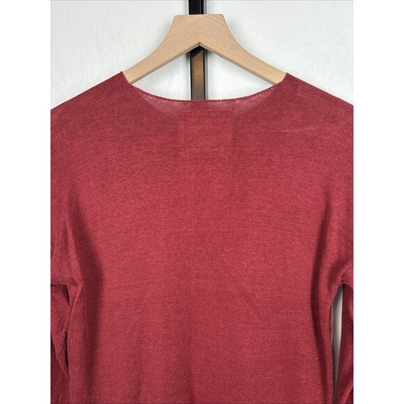 Gudrun Sjoden Organic Linen Tunic Sweater Women's Small Red Pullover Lagenlook - Picture 6 of 10